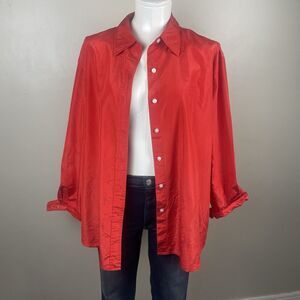 Isaac Mizrahi for Target Women’s Size Large Red Silk Blend Button Up Shirt